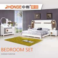 MDF wood home living european italian luxury bed room furniture white leather bedroom set